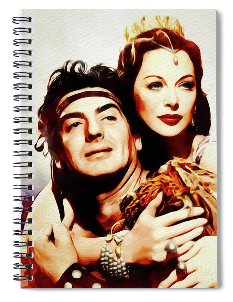 Victor Spiral Notebook featuring the painting Victor Mature and Hedy Lamarr by Esoterica Art Agency