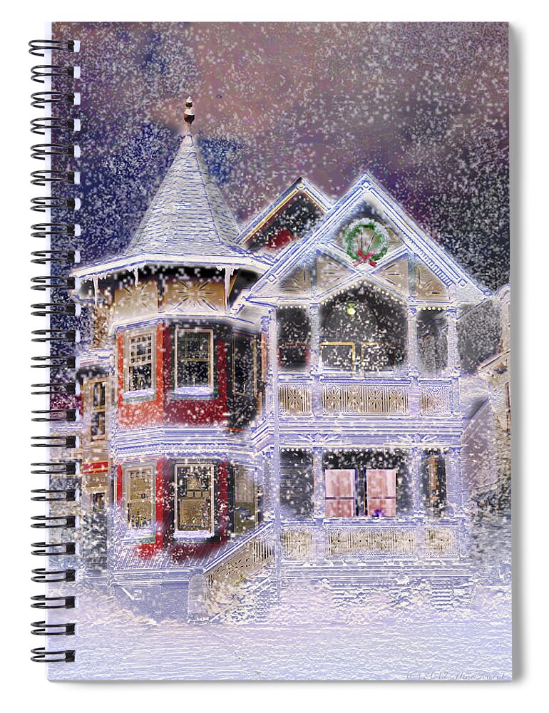 House Spiral Notebook featuring the digital art Victorian Christmas by Steve Karol