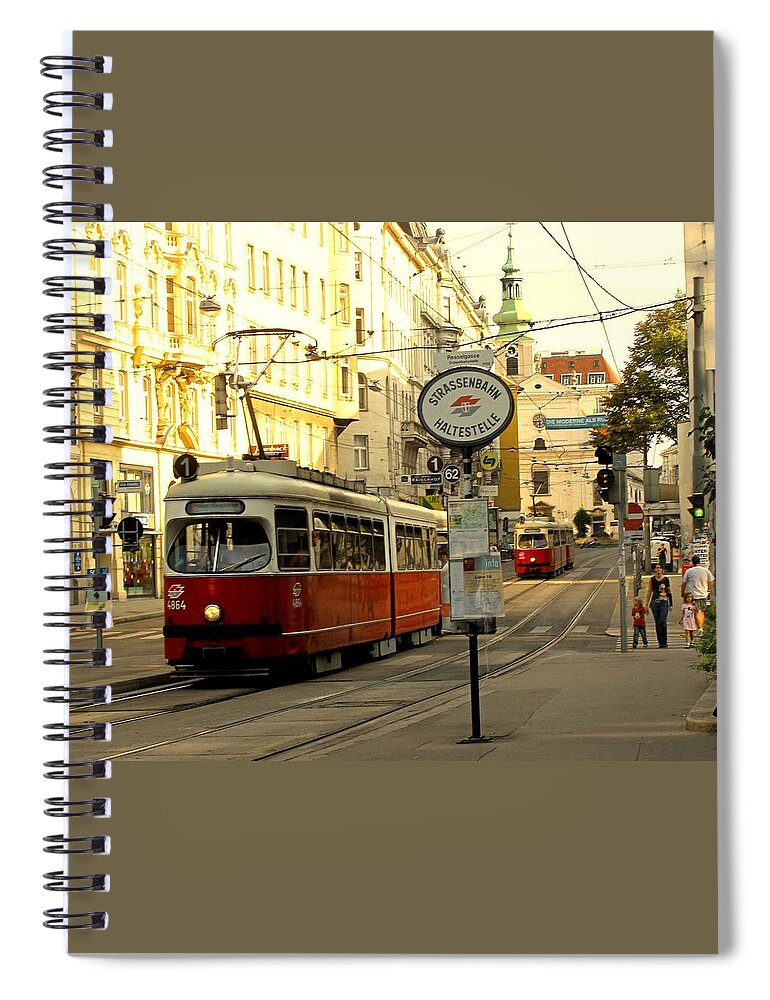 Streetcar Spiral Notebook featuring the photograph Vienna Streetcar by Ian MacDonald