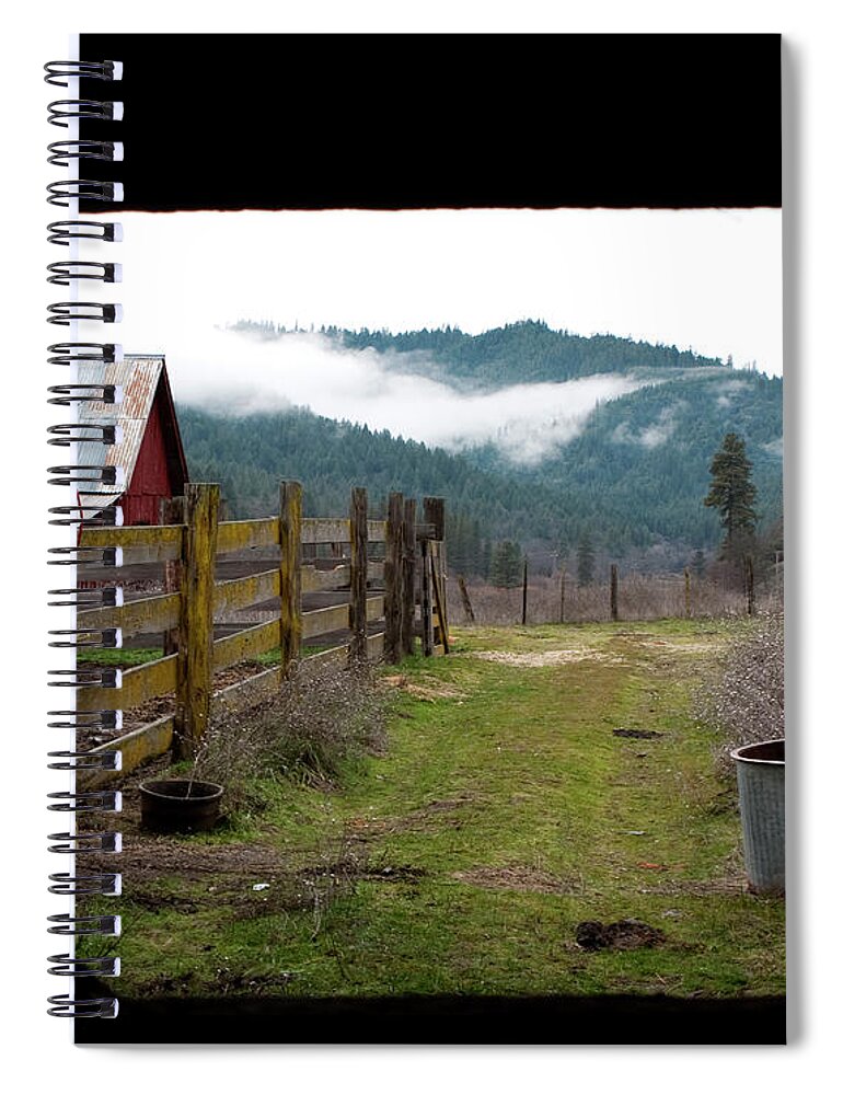 Hayfork Spiral Notebook featuring the photograph View From a Barn by Lorraine Devon Wilke