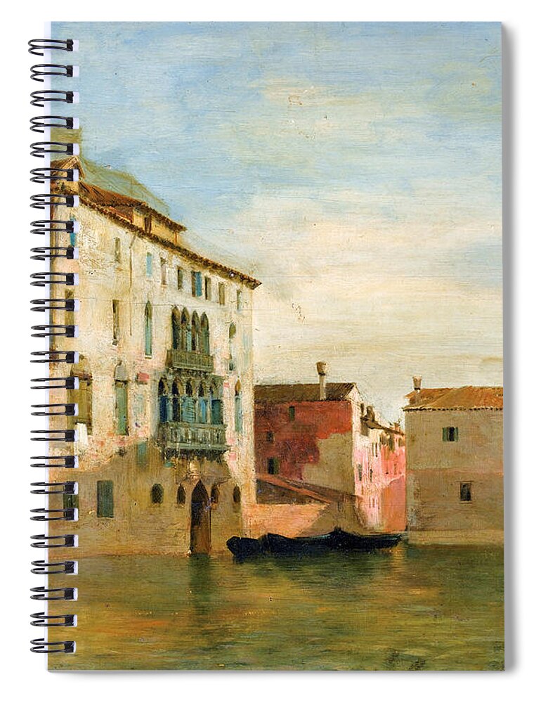 Eugene Fromentin Spiral Notebook featuring the painting View of a Canal in Venice by Eugene Fromentin
