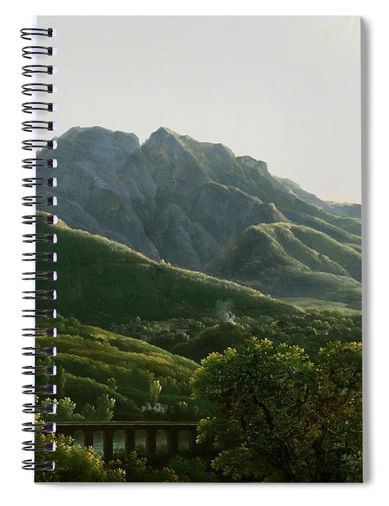 Painting Spiral Notebook featuring the painting View of Bridge and the Town of Cava, Kingdom of Naples by Mountain Dreams