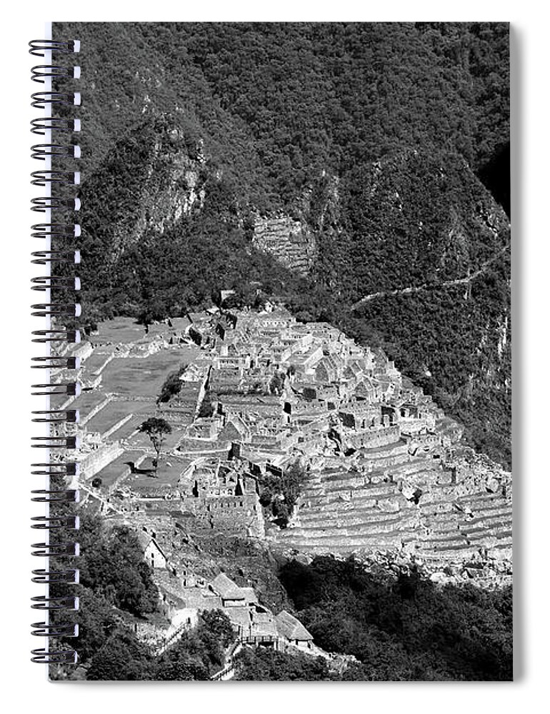 Machu Picchu Spiral Notebook featuring the photograph View Of Machu Picchu From The Inca Trail by Aidan Moran