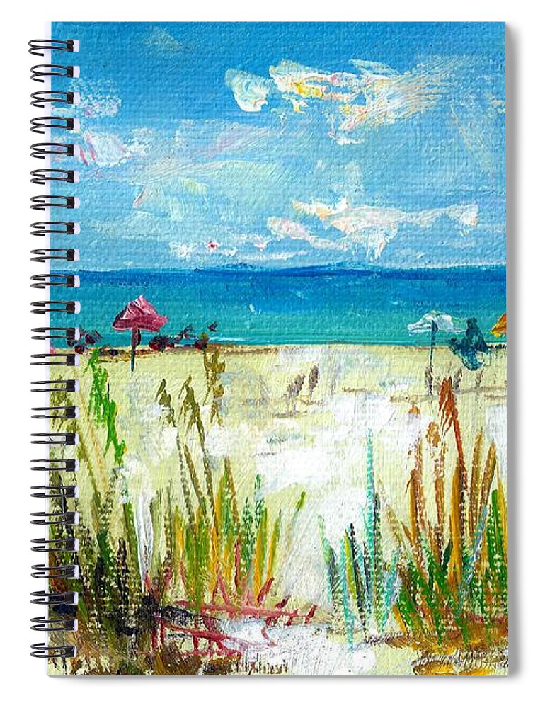 Siesta Key Beach Spiral Notebook featuring the painting View of Siesta Beach Mini by Lou Ann Bagnall