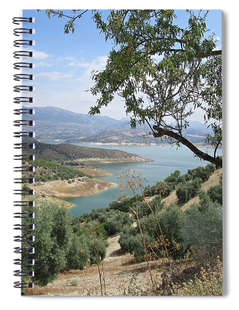 Cordoba Spiral Notebook featuring the photograph View of the lake near Iznajar by Chani Demuijlder