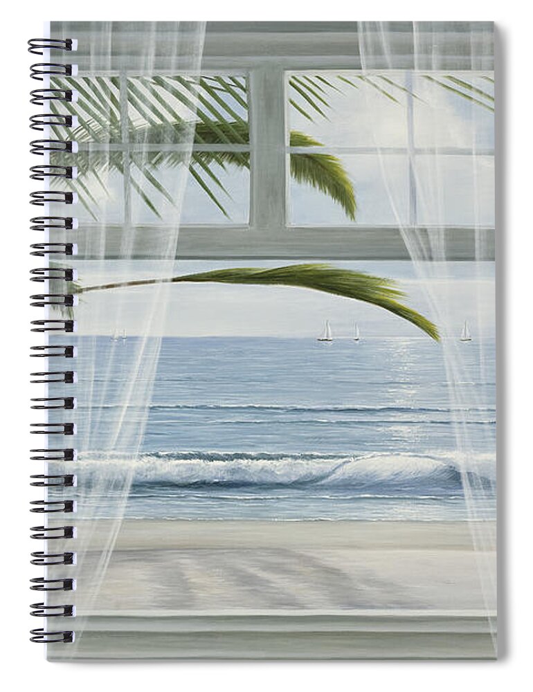 Windowscape Spiral Notebook featuring the painting View of the Tropics by Diane Romanello