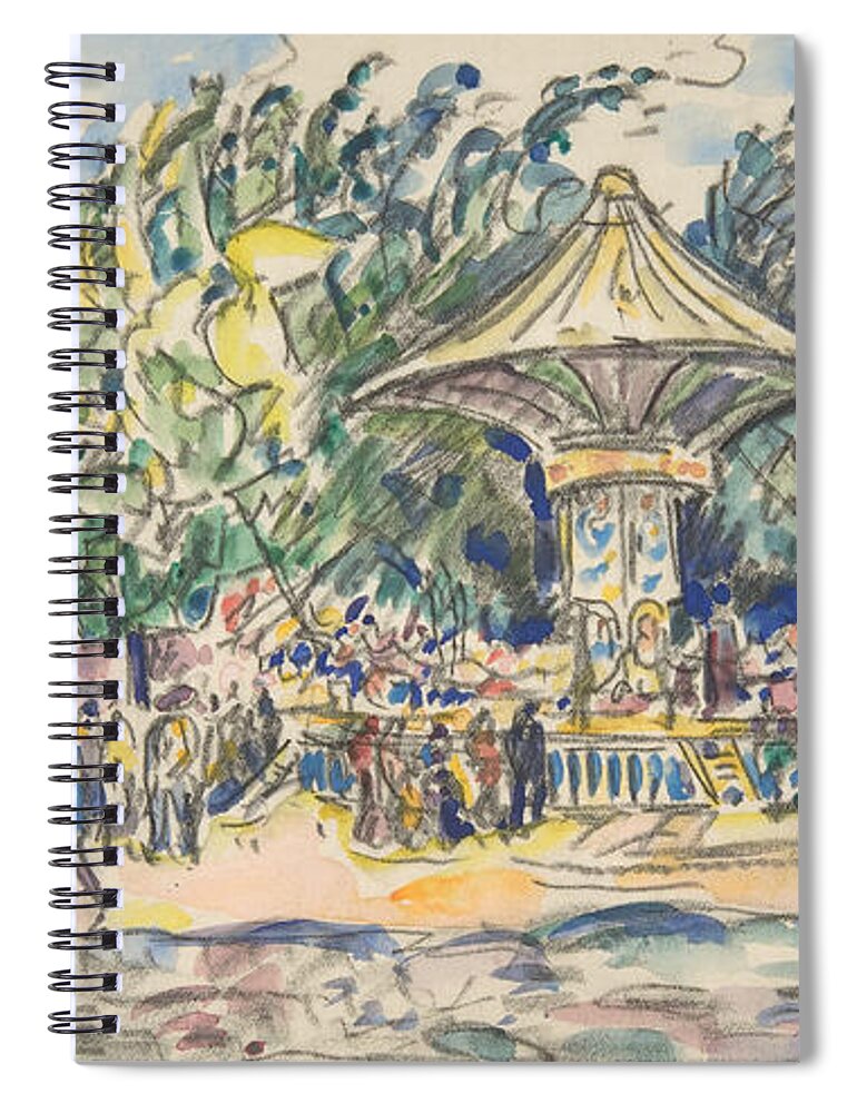 19th Century Art Spiral Notebook featuring the drawing Village Festival by Paul Signac