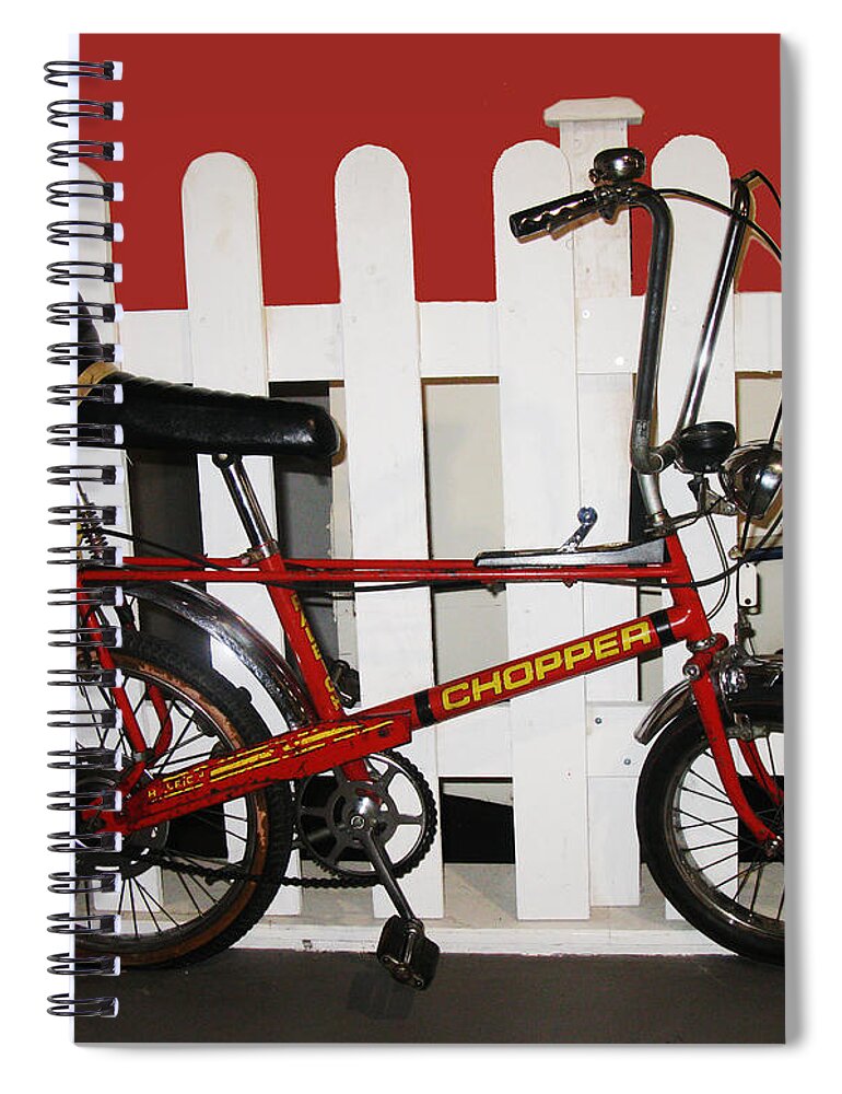 Bike Spiral Notebook featuring the photograph Vintage 1970s Bike With Rucksack by Tom Conway