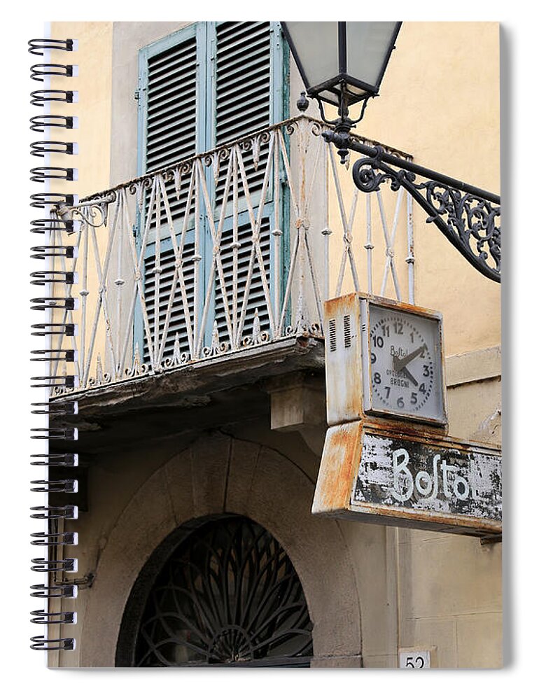 Pisa Spiral Notebook featuring the photograph Vintage Clock Sign 1 by Andrew Fare
