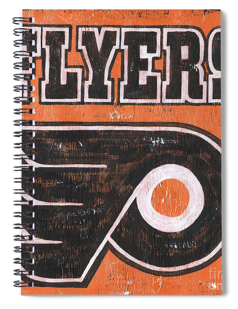 Philadelphia Spiral Notebook featuring the painting Vintage Flyers Sign by Debbie DeWitt