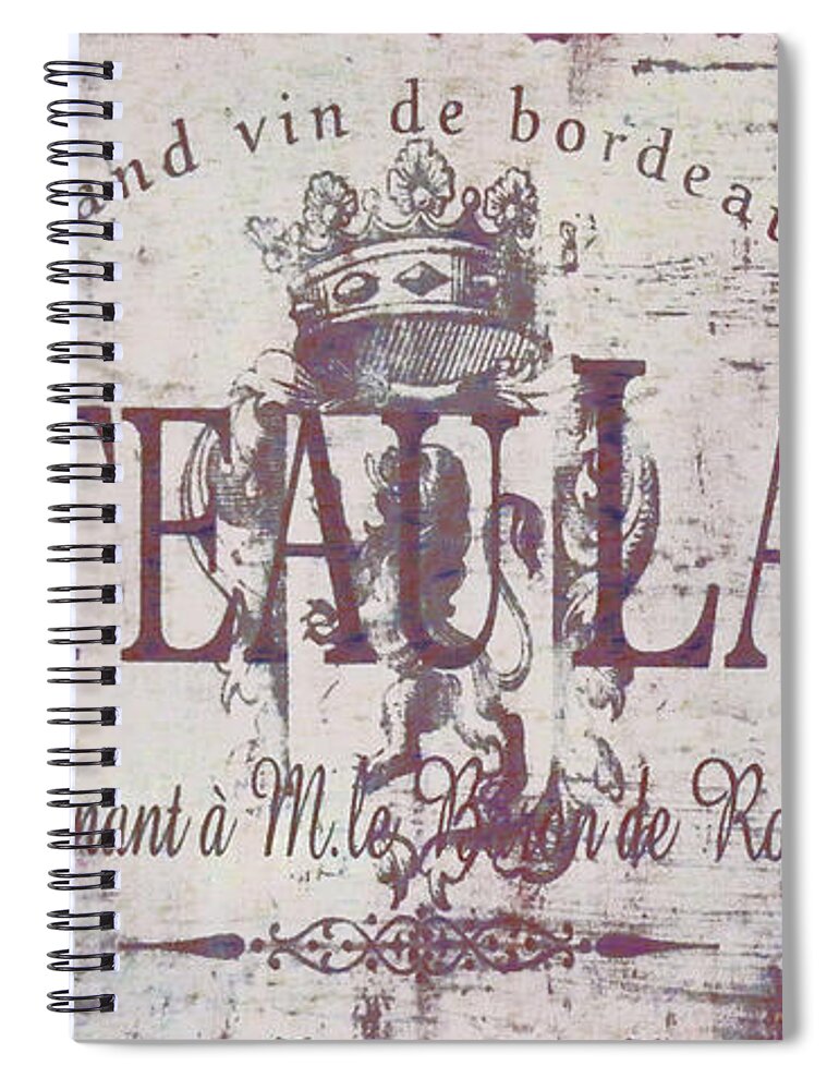 Vintage Wine Spiral Notebook featuring the painting Vintage French Wine Sign by Mindy Sommers