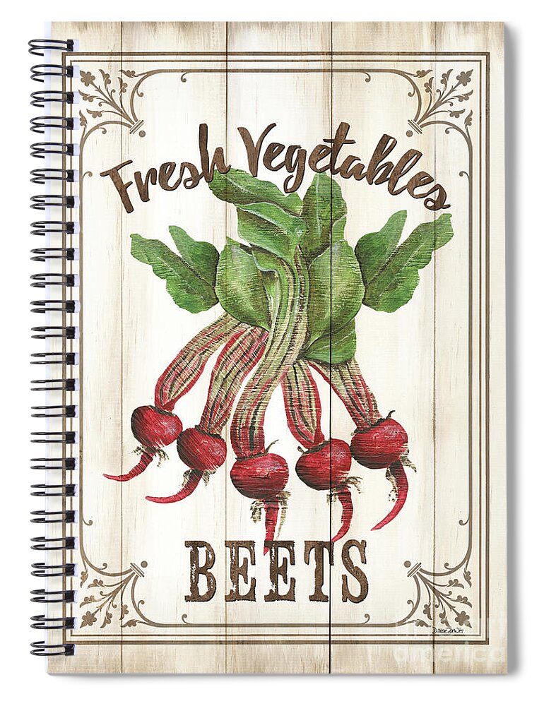 Beets Spiral Notebook featuring the painting Vintage Fresh Vegetables 1 by Debbie DeWitt