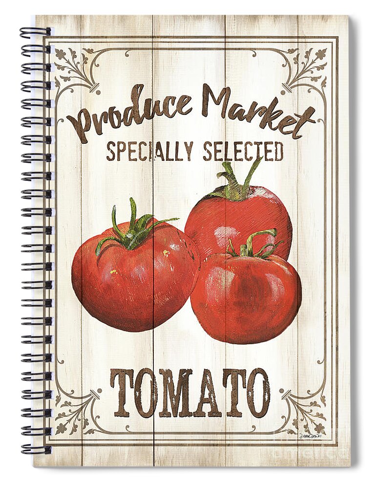 Tomatoes Spiral Notebook featuring the painting Vintage Fresh Vegetables 4 by Debbie DeWitt