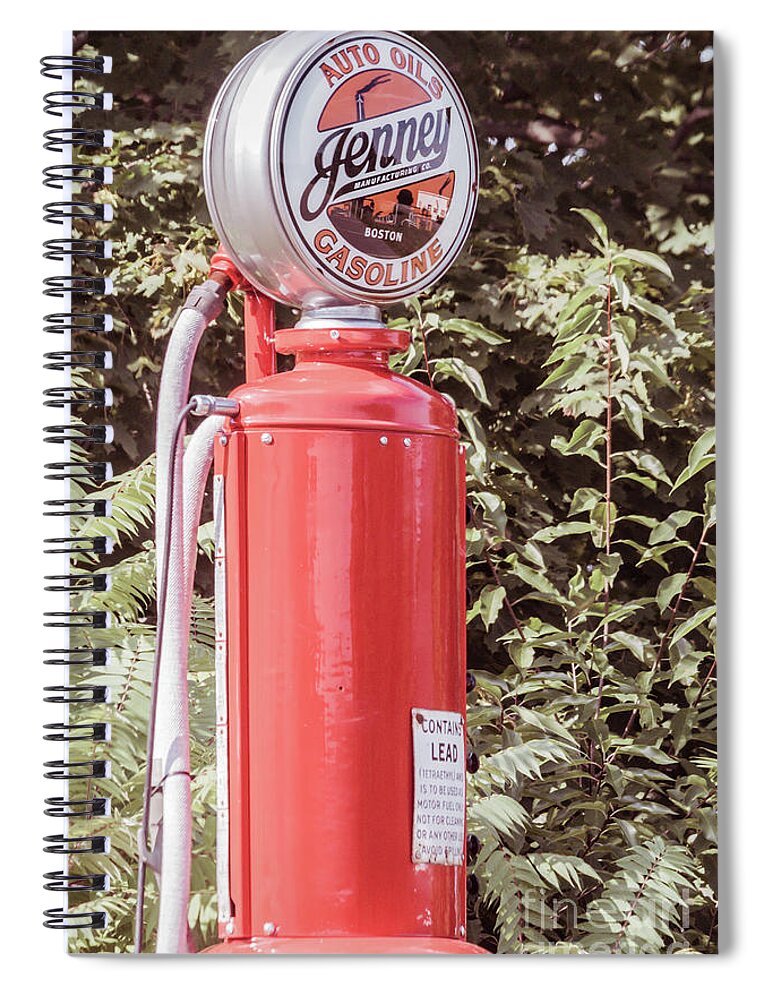 Vintage Spiral Notebook featuring the photograph Vintage gasoline pump by Claudia M Photography
