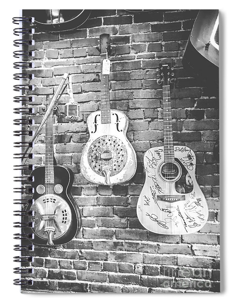 Guitars Spiral Notebook featuring the photograph Vintage Guitar Trio in Black and White by Eleanor Abramson