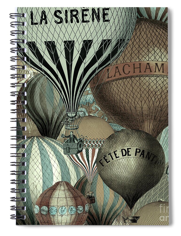 Hot Air Balloon Spiral Notebook featuring the painting Vintage Hot Air Balloons by Mindy Sommers