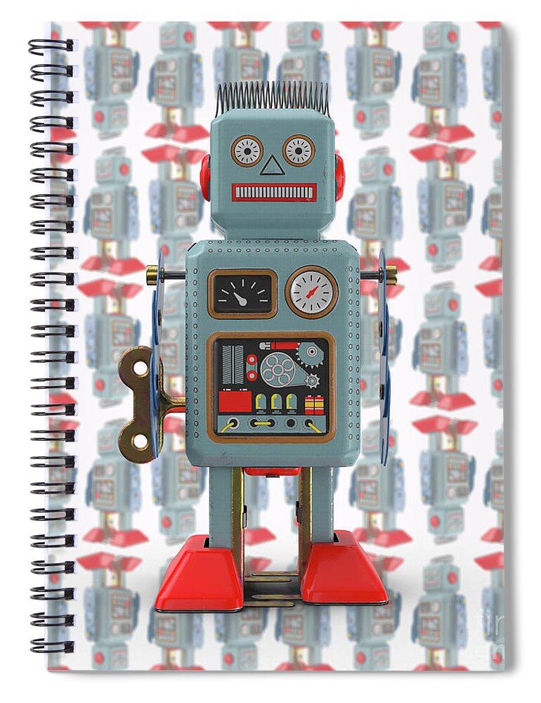 Robot Spiral Notebook featuring the photograph Vintage Japanese Toy Robot Design by Edward Fielding