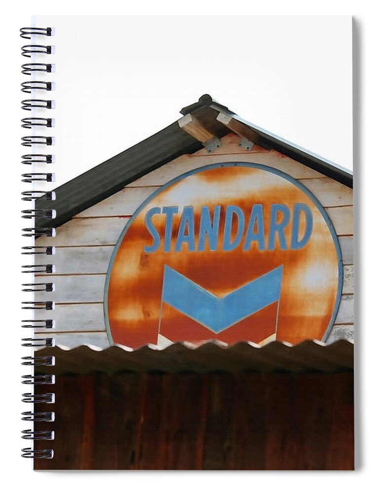 Standard Oil Spiral Notebook featuring the photograph Vintage Standard Oil Sign by Art Block Collections