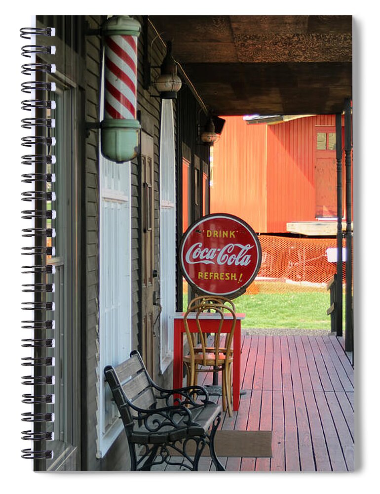  Spiral Notebook featuring the photograph Vintage Streets Pioneer Town Iowa by Cathy Anderson
