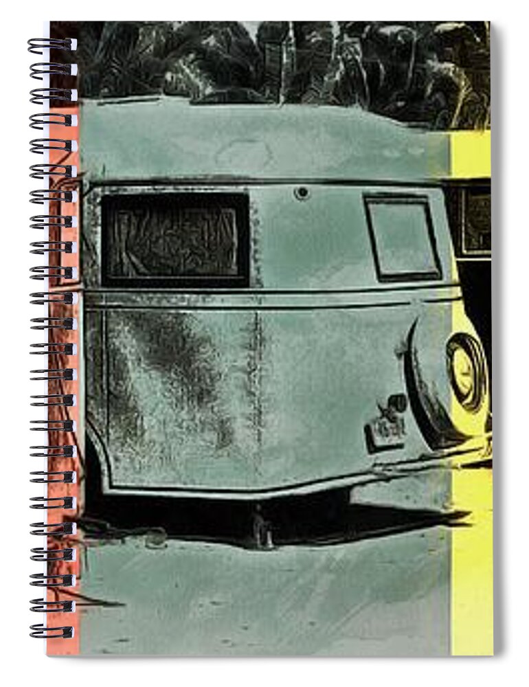 Vintage Spiral Notebook featuring the painting Sarasota Series Vintage Trailer Park Pop Art by Edward Fielding