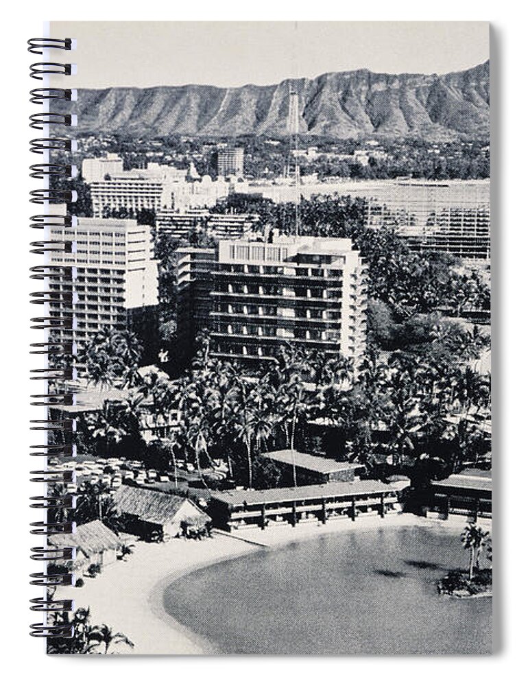 1960 Spiral Notebook featuring the photograph Vintage Waikiki Scenic by Hawaiian Legacy Archive - Printscapes