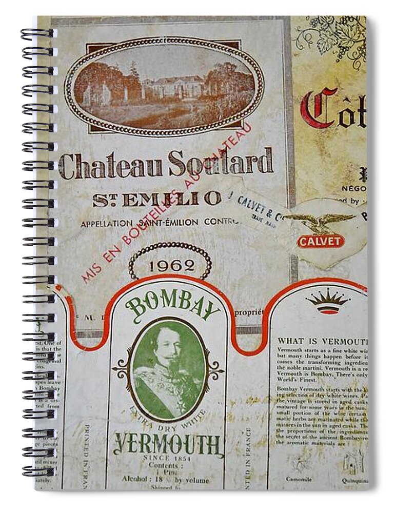 Linda Brody Spiral Notebook featuring the photograph Vintage Wine Labels 5 by Linda Brody