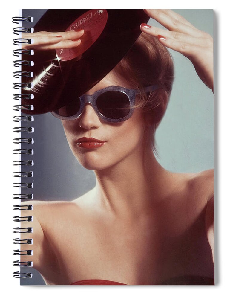 Vinyl Spiral Notebook featuring the photograph Vinyl Record Hat 1983 by Steve Ladner