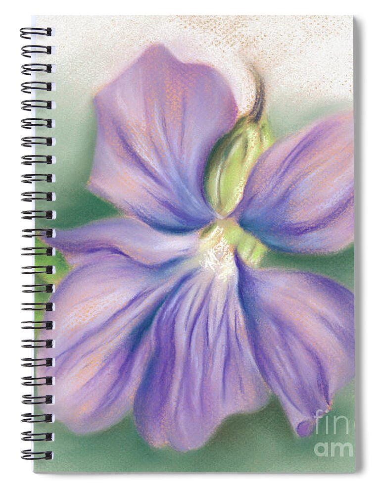 Botanical Spiral Notebook featuring the painting Violet and Leaf by MM Anderson