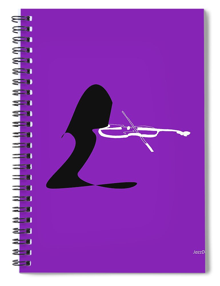 Jazzdabri Spiral Notebook featuring the digital art Violin in Purple by David Bridburg