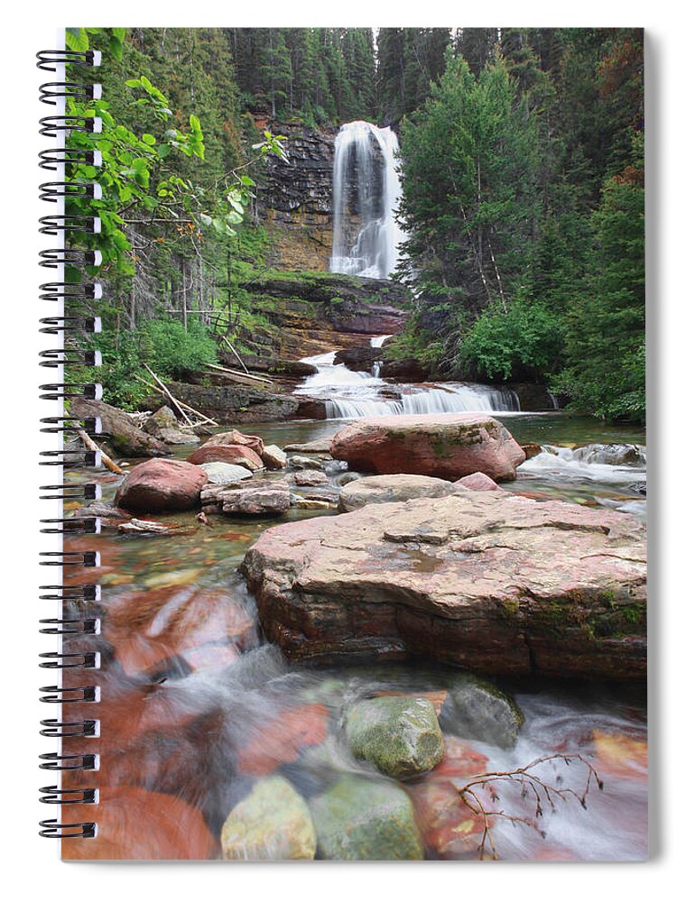 Virginia Falls Spiral Notebook featuring the photograph Virginia Falls - Glacier N.P. by Shari Jardina
