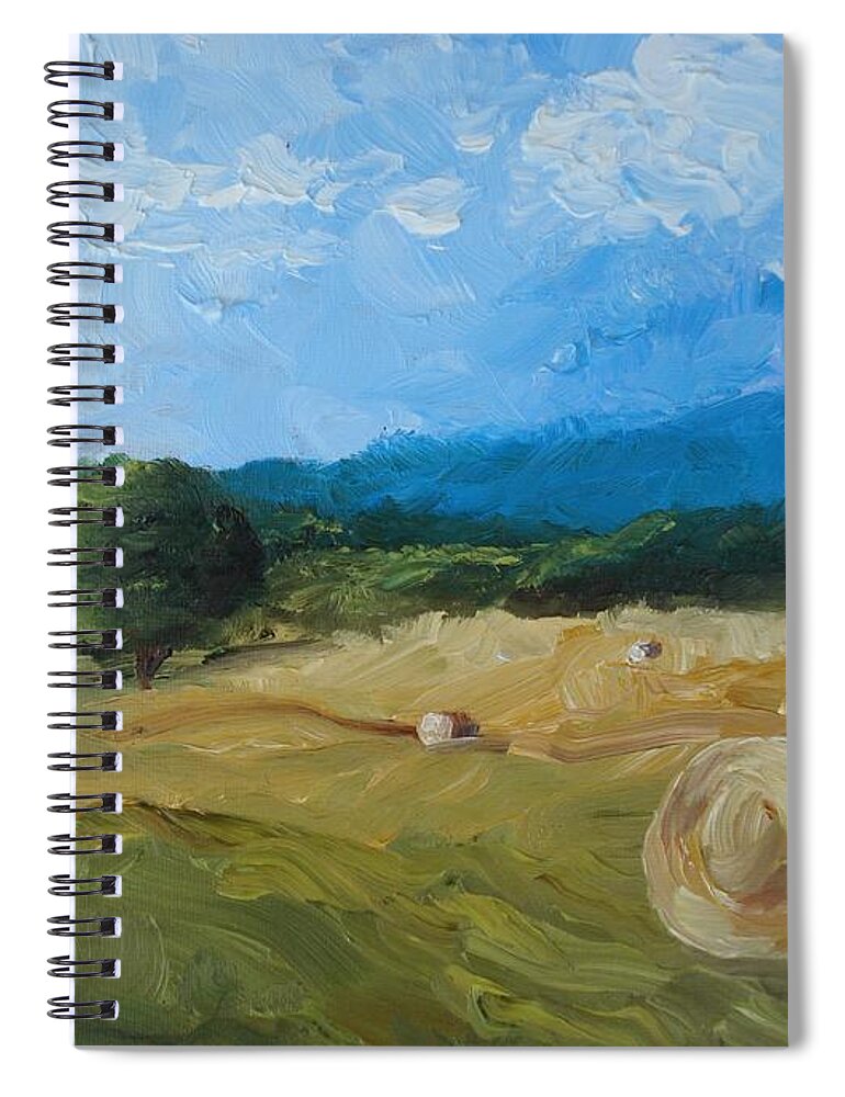 Hay Spiral Notebook featuring the painting Virginia Hay Bales II by Donna Tuten