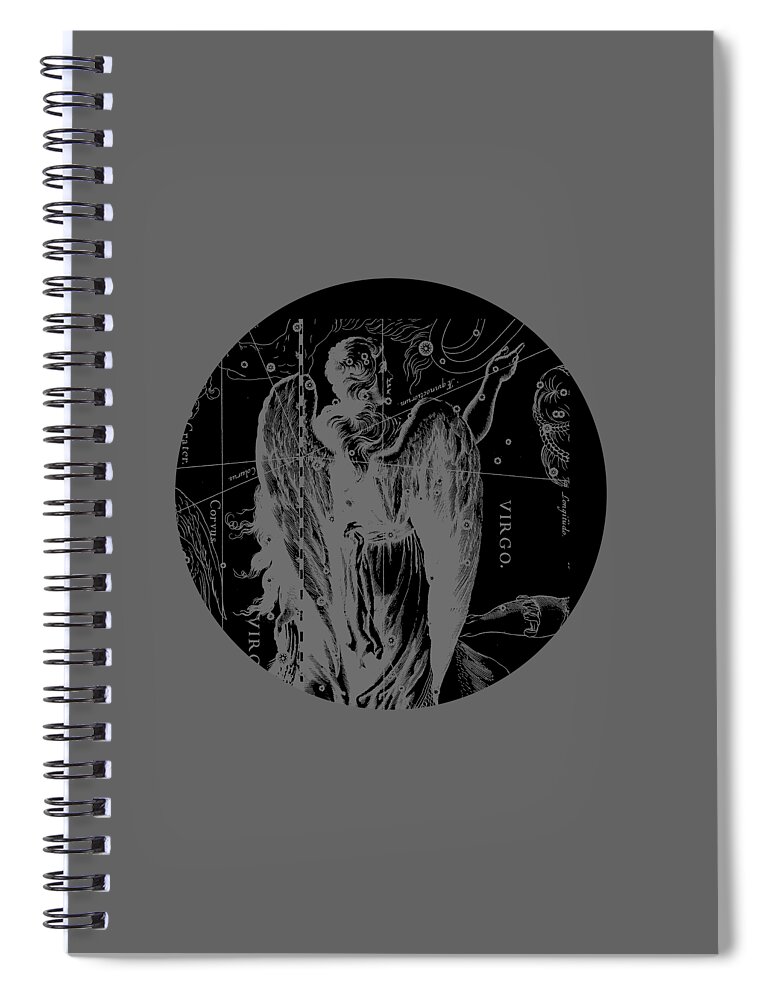 Virgo Spiral Notebook featuring the digital art Virgo Zodiac Sign Hevelius Circa 1690 by Garaga Designs