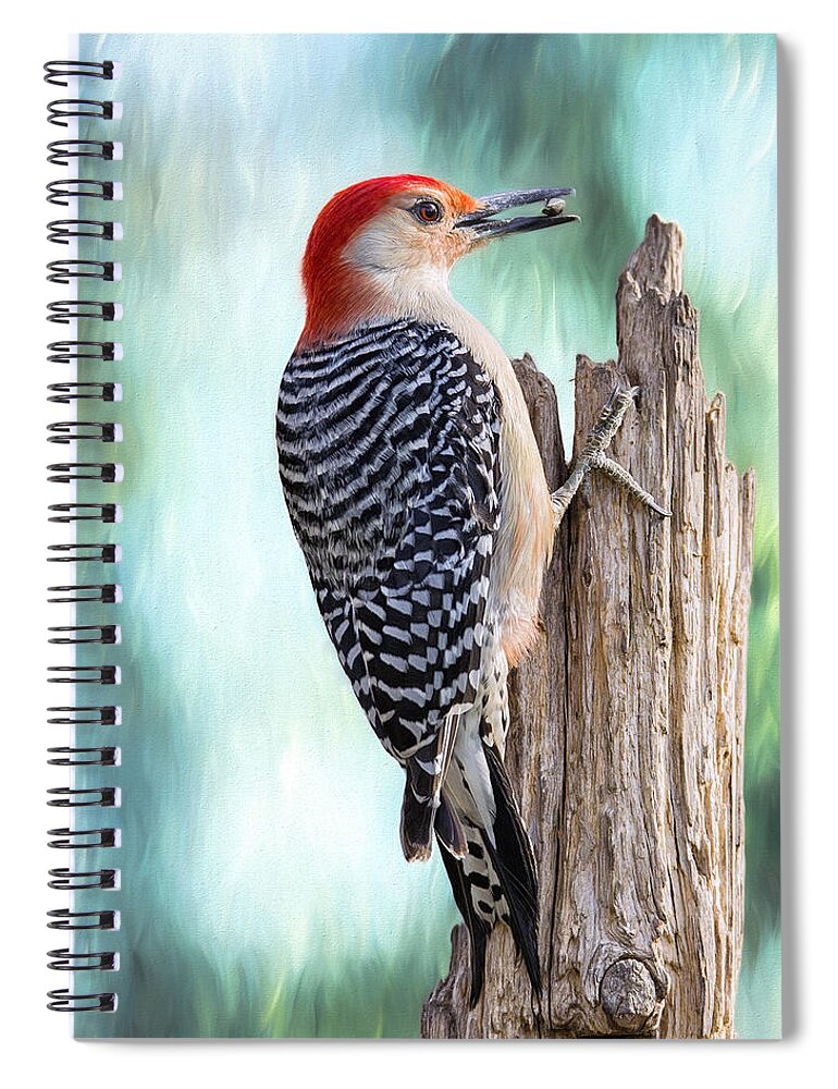 Red-bellied Woodpecker Spiral Notebook featuring the photograph Viridian Woody by Bill and Linda Tiepelman