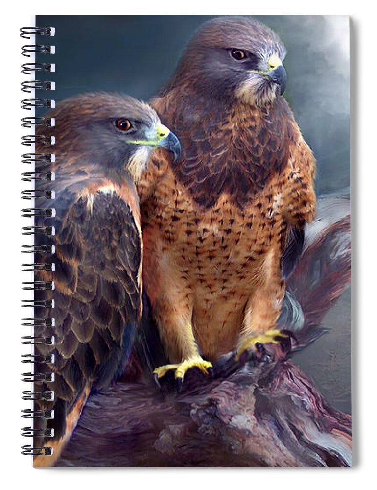 Hawk Spiral Notebook featuring the mixed media Vision Of The Hawk by Carol Cavalaris