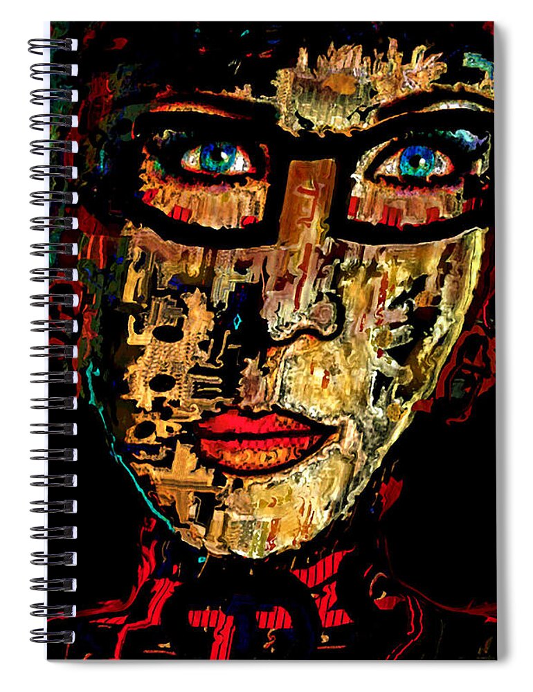 Portrait Spiral Notebook featuring the mixed media Visionary Insight by Natalie Holland