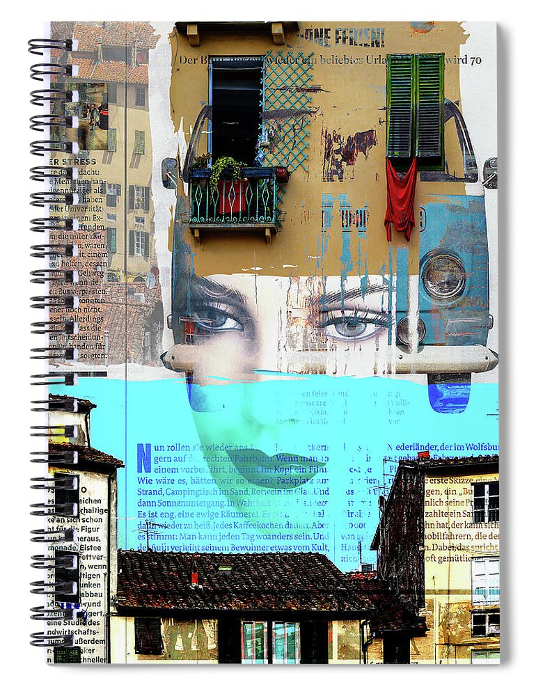 Lucca Spiral Notebook featuring the digital art Visiting Lucca by Gabi Hampe