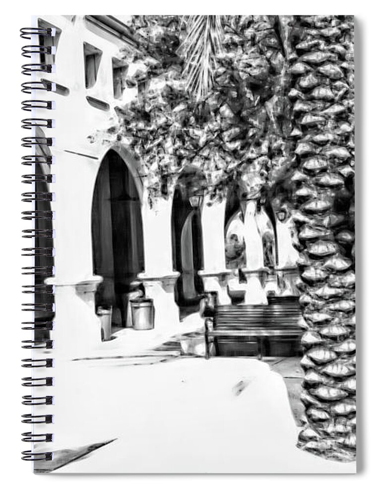 Saint Augustine Florida Spiral Notebook featuring the photograph Visitors Center Parking Garage Courtyard by Gina O'Brien