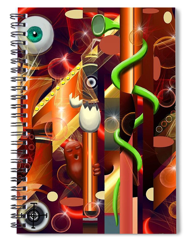 Abstract Spiral Notebook featuring the painting Visual Jazz by ThomasE Jensen