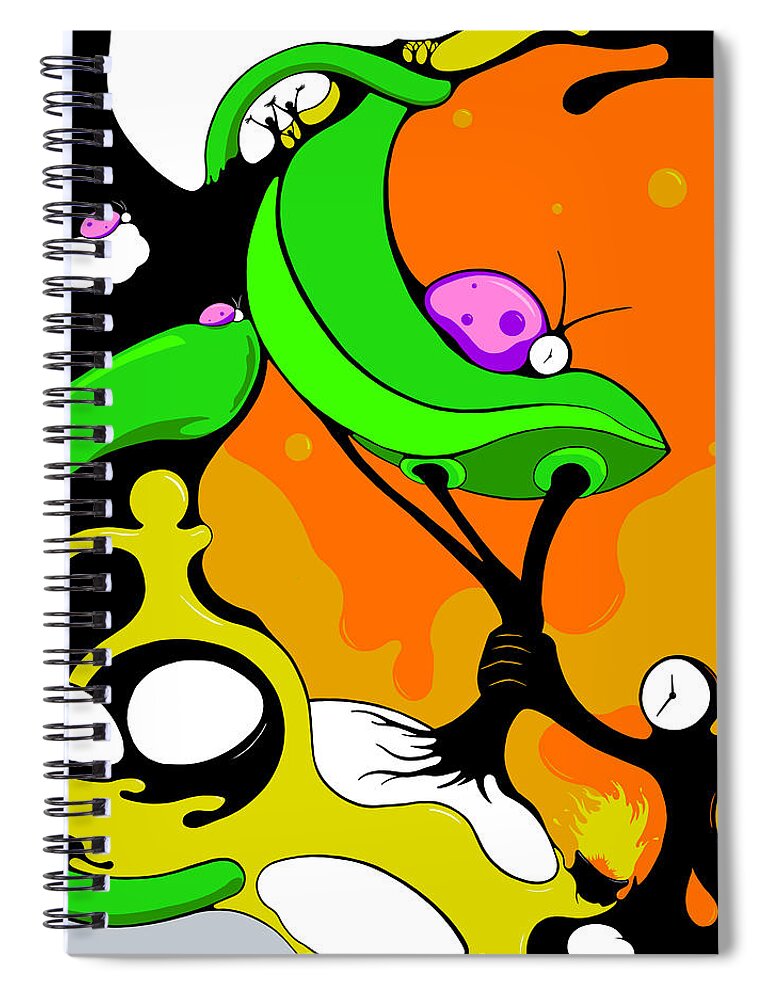 Exponential Technology Spiral Notebook featuring the drawing Vivid Awakening by Craig Tilley