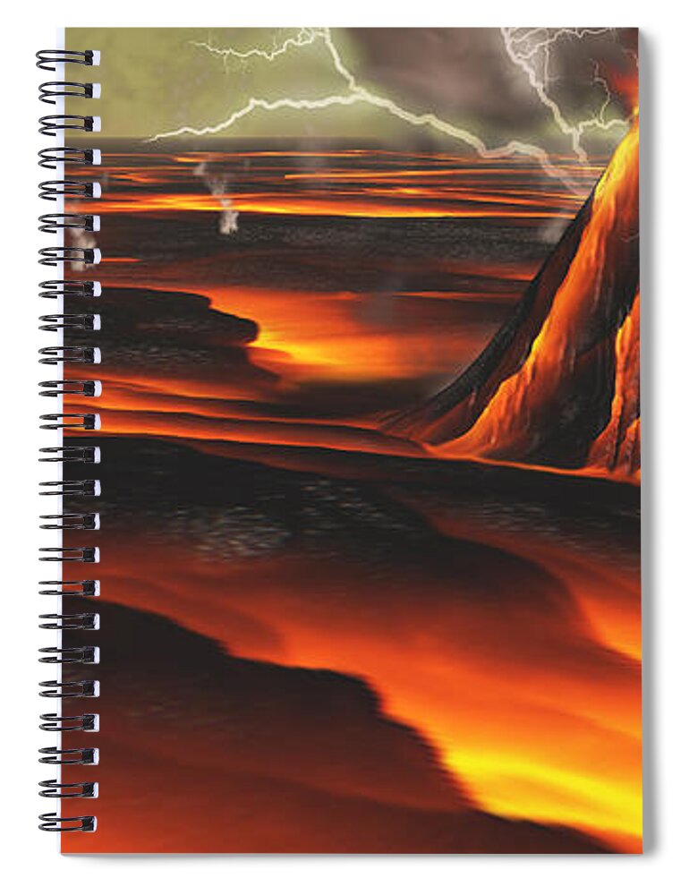 Volcanic Spiral Notebook featuring the painting Volcanic Planet by Corey Ford