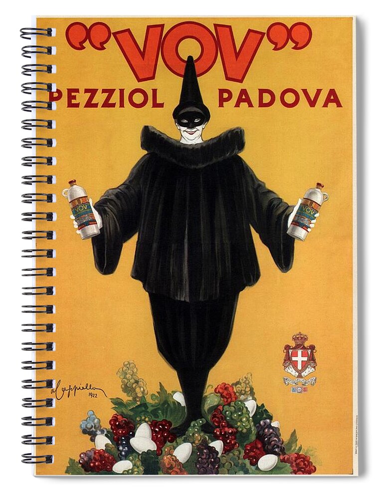 Vintage Spiral Notebook featuring the mixed media Vov Pezziol - Italian Liquer - Padova, Italy - Vintage Advertising Poster by Studio Grafiikka