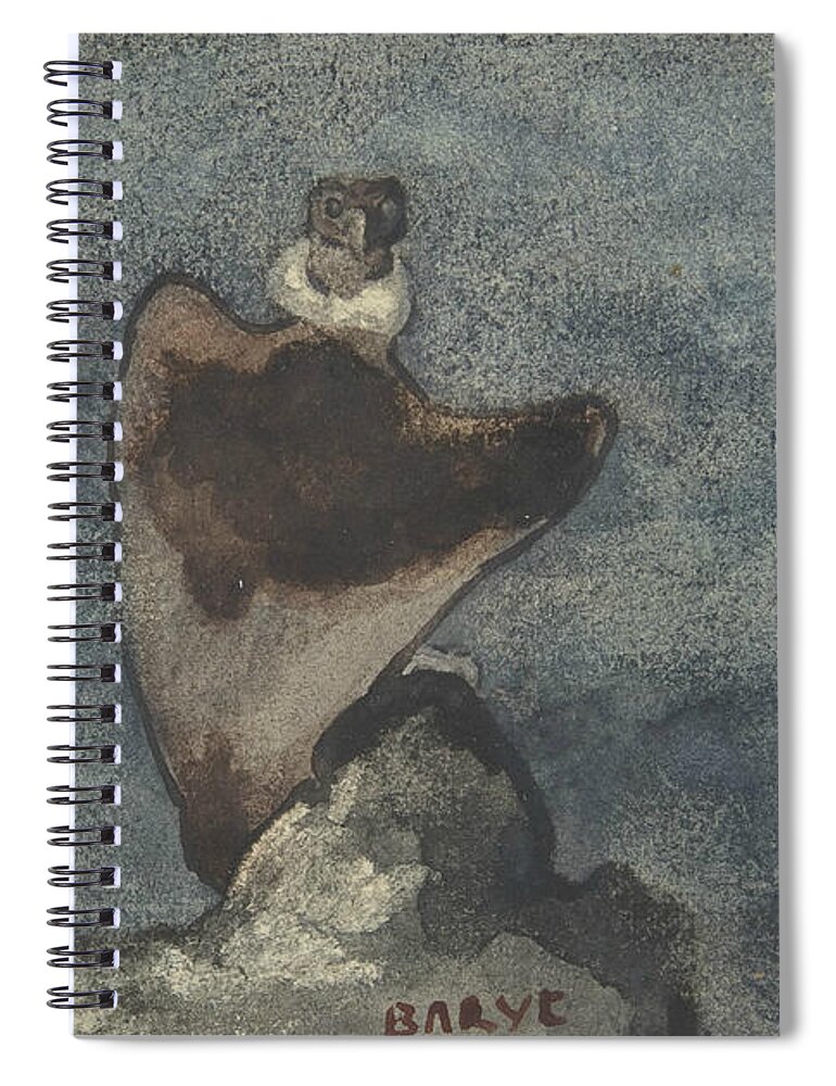 19th Century Art Spiral Notebook featuring the drawing Vulture by Antoine-Louis Barye
