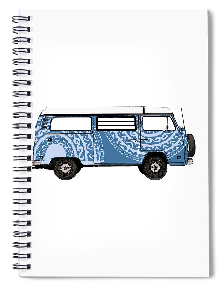 Vw Spiral Notebook featuring the digital art VW Blue VAN by Piotr Dulski