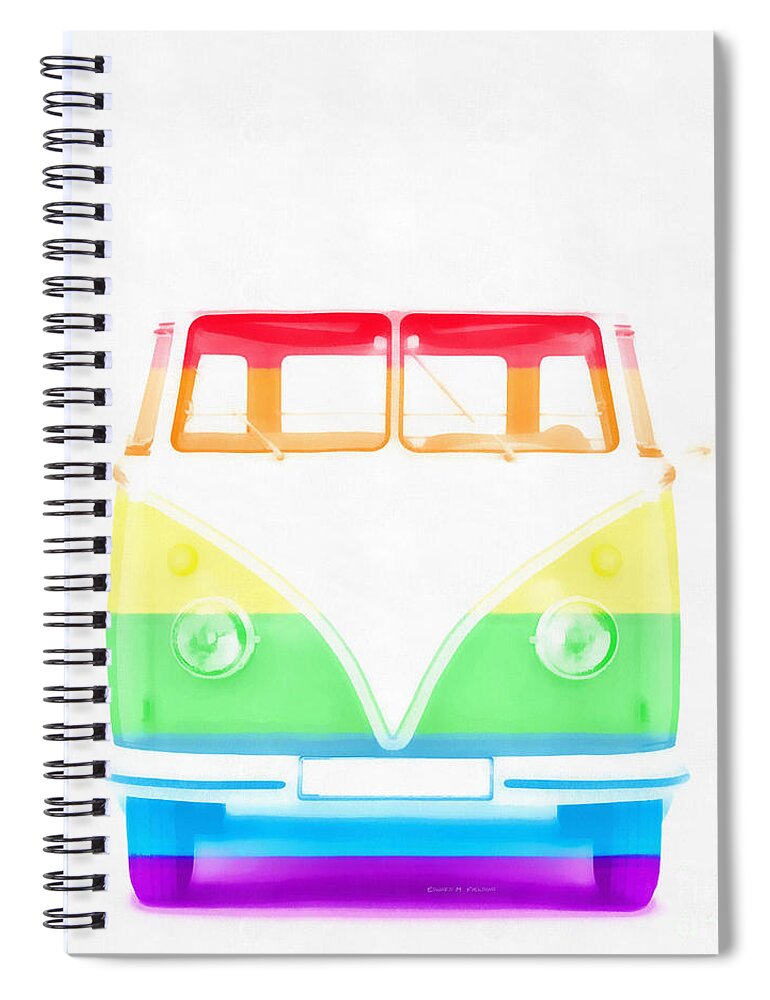 Painting Spiral Notebook featuring the painting VW Van Rainbow by Edward Fielding