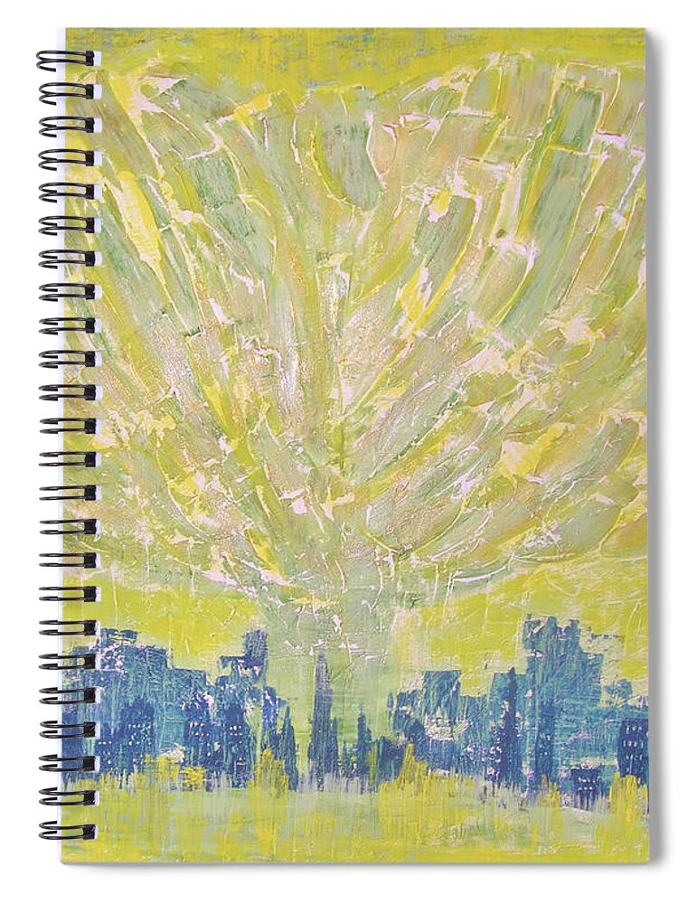Abstract Painting Spiral Notebook featuring the painting W16 - yes heart by KUNST MIT HERZ Art with heart