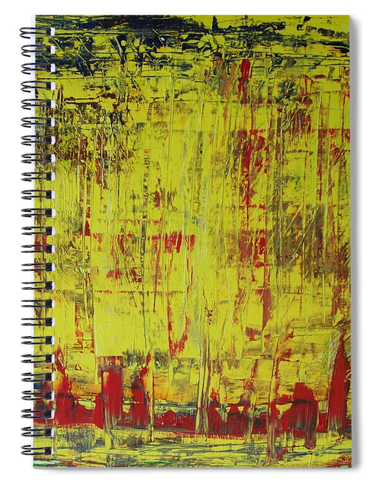 Abstract Painting Spiral Notebook featuring the painting W18 - burner city by KUNST MIT HERZ Art with heart