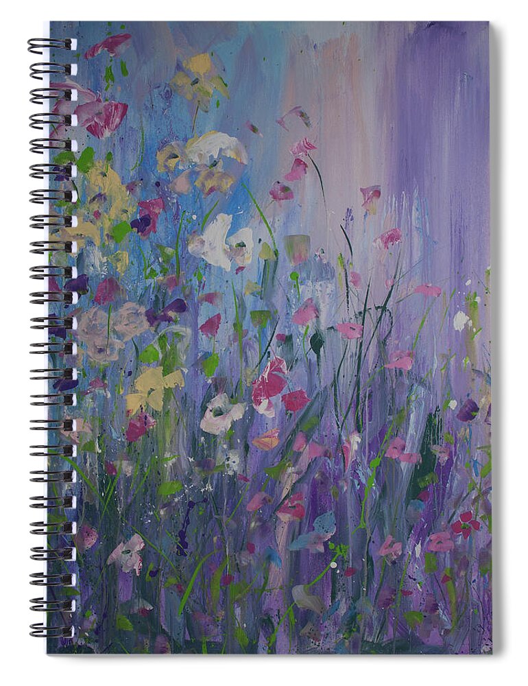 Flowers Spiral Notebook featuring the painting Wading Through the Flowers by Terri Einer