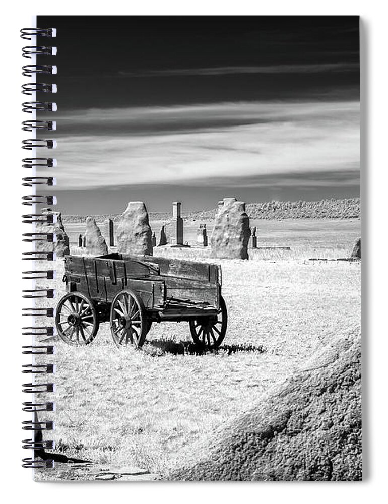 Wagon Spiral Notebook featuring the photograph Wagon at Fort Union by James Barber