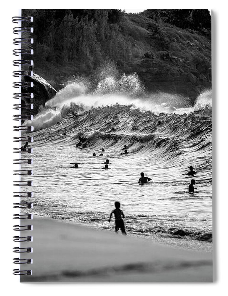 Black And White Spiral Notebook featuring the photograph Waimea Sweep by Sean Davey