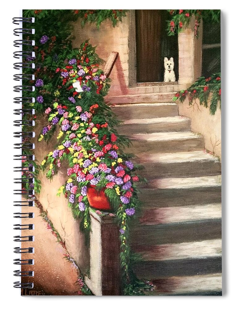 Flowers Spiral Notebook featuring the painting Waiting Patiently by Marlene Little